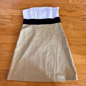 Theory Black and Cream Strapless A-Line Dress